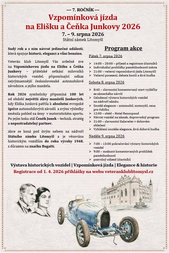 Vzpomínková jízda na Elišku a Čeňka Junkovi