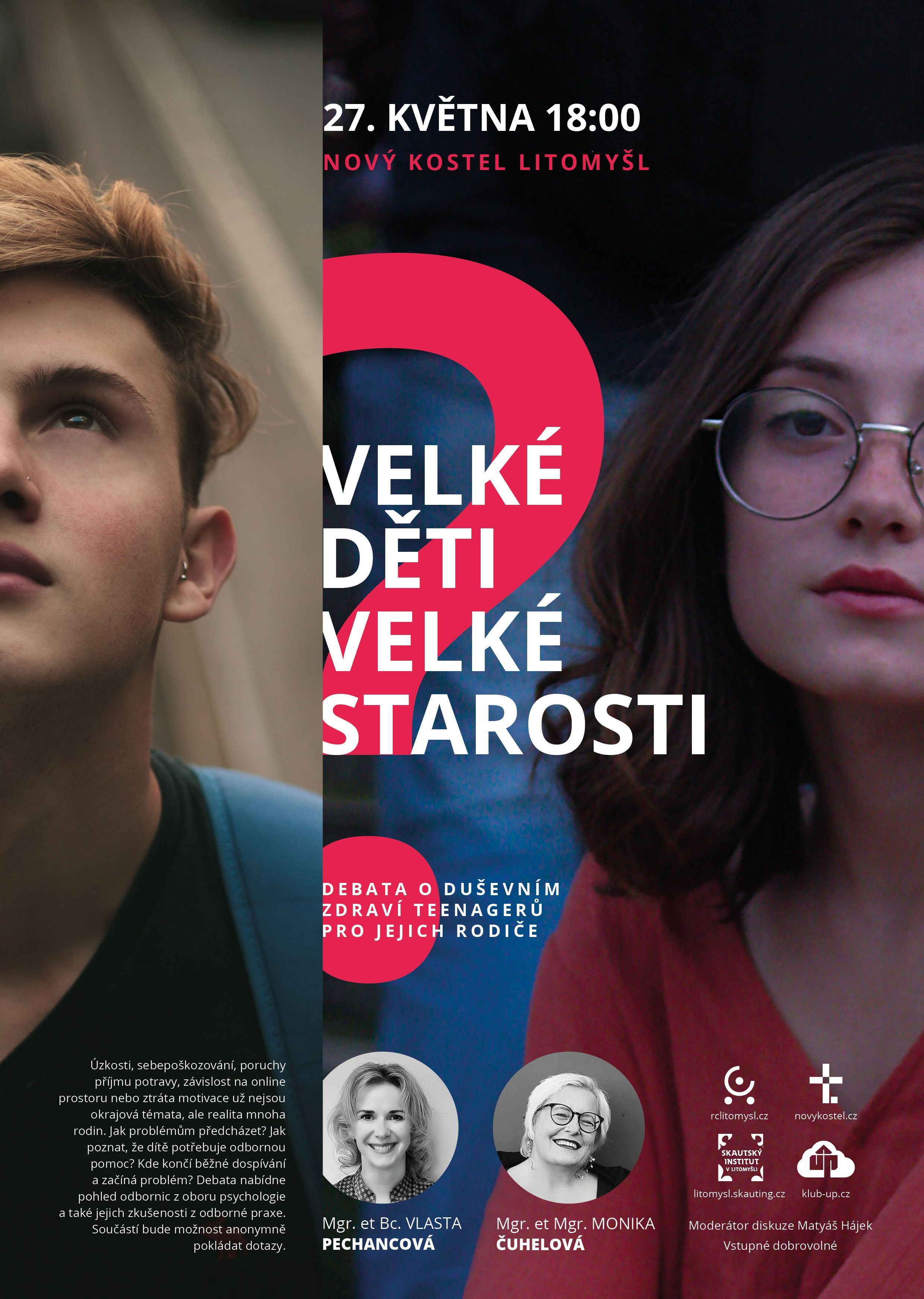 Velké děti - velké starosti - debata o duševním zdraví teenagerů pro jejich rodiče