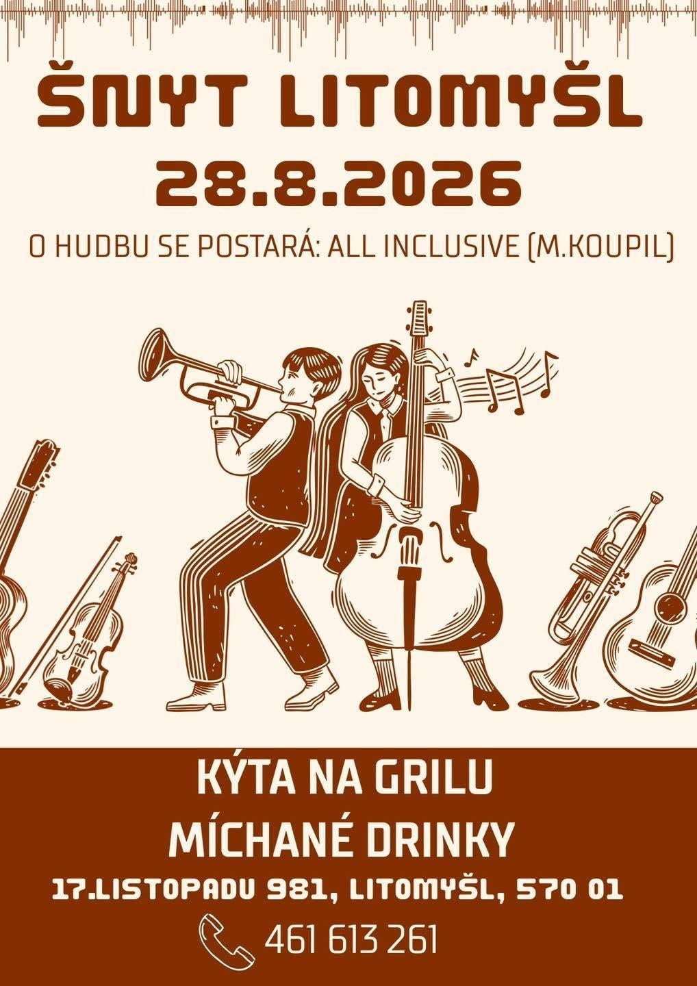 Kýta na grilu a živá hudba