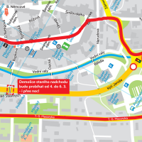 obrázek k Demolice nadchodu - uzavírky 4. - 6. března