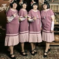 obrázek k 2. místo_2023_Nejkrásnější lázeňský kostým_Jitka Ponížilová, Božena Špičáková, Anna Wágnerová a Jana Sklenářová