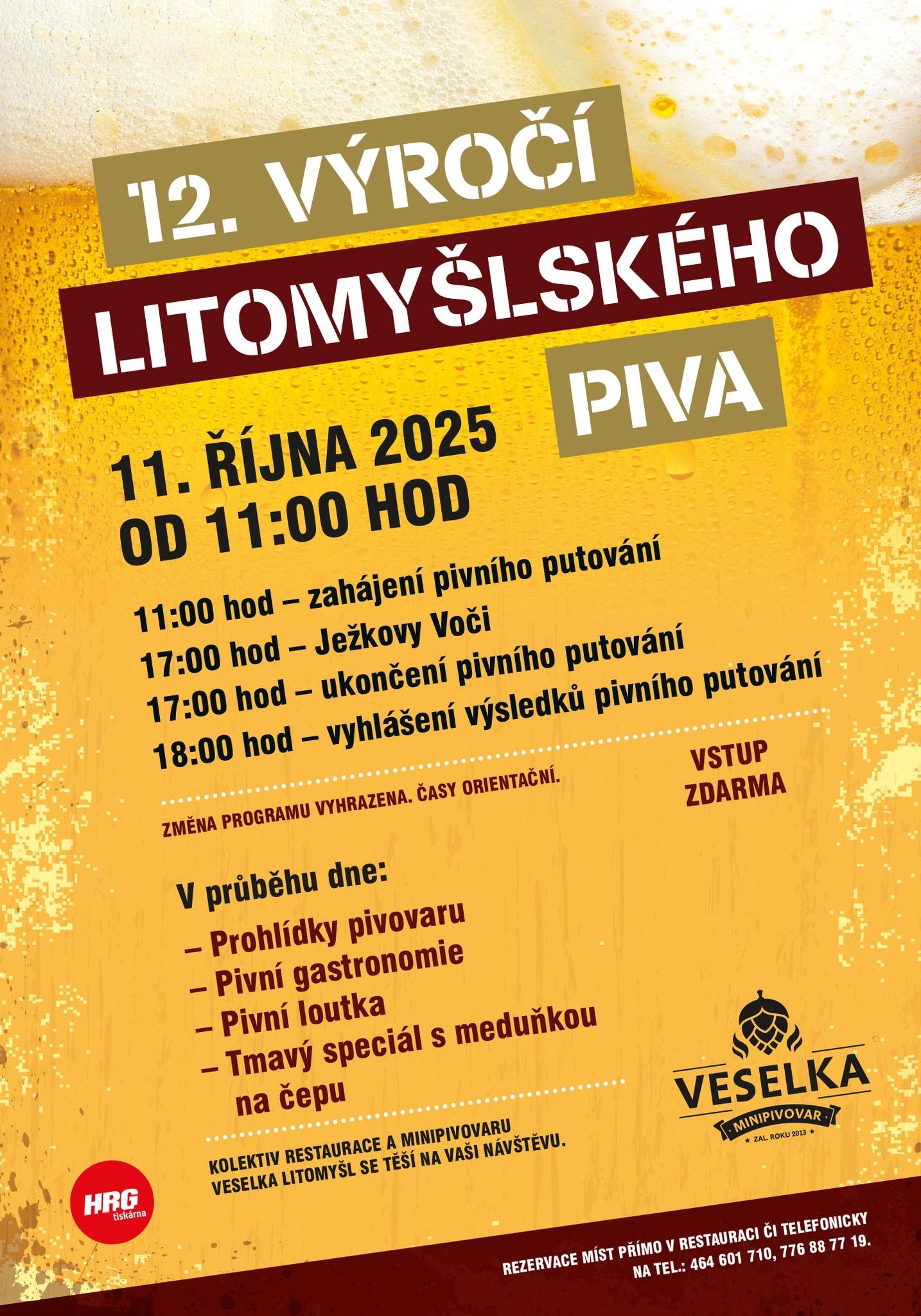 12. výročí založení minipivovaru Veselka