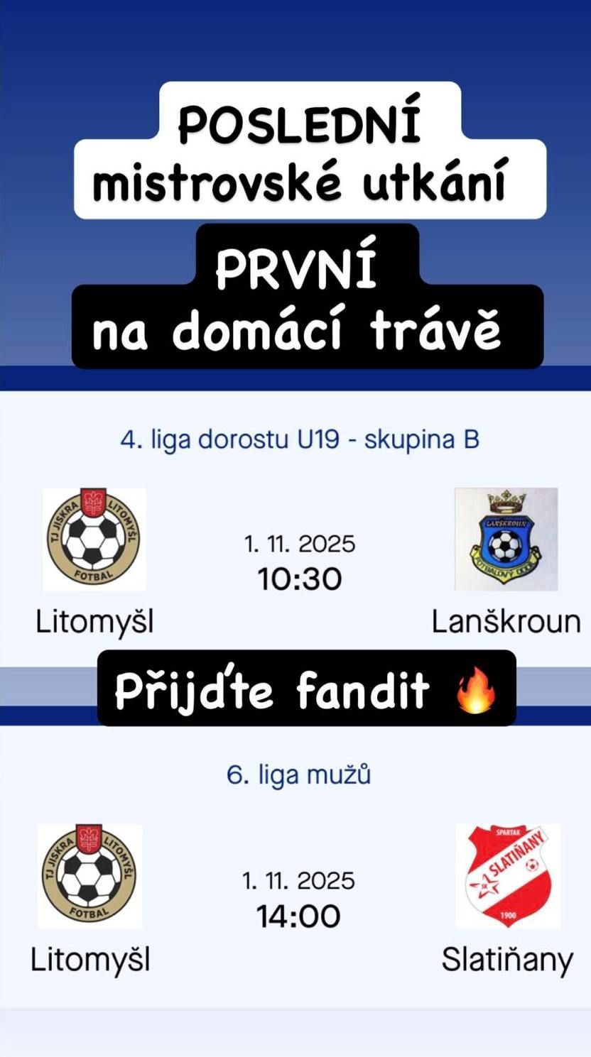 Fotbal: TJ Jiskra Litomyšl vs. SK Spartak Slatiňany