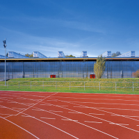 obrázek k Pohled na zastřešený zimní stadion, autorem návrhu Aleš Burian   