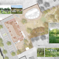 obrázek k Situace: zahrada - Řešení zahrady s pavilonem pro využití jak komunitním centrem, tak pro jiné veřejné a společenské události.